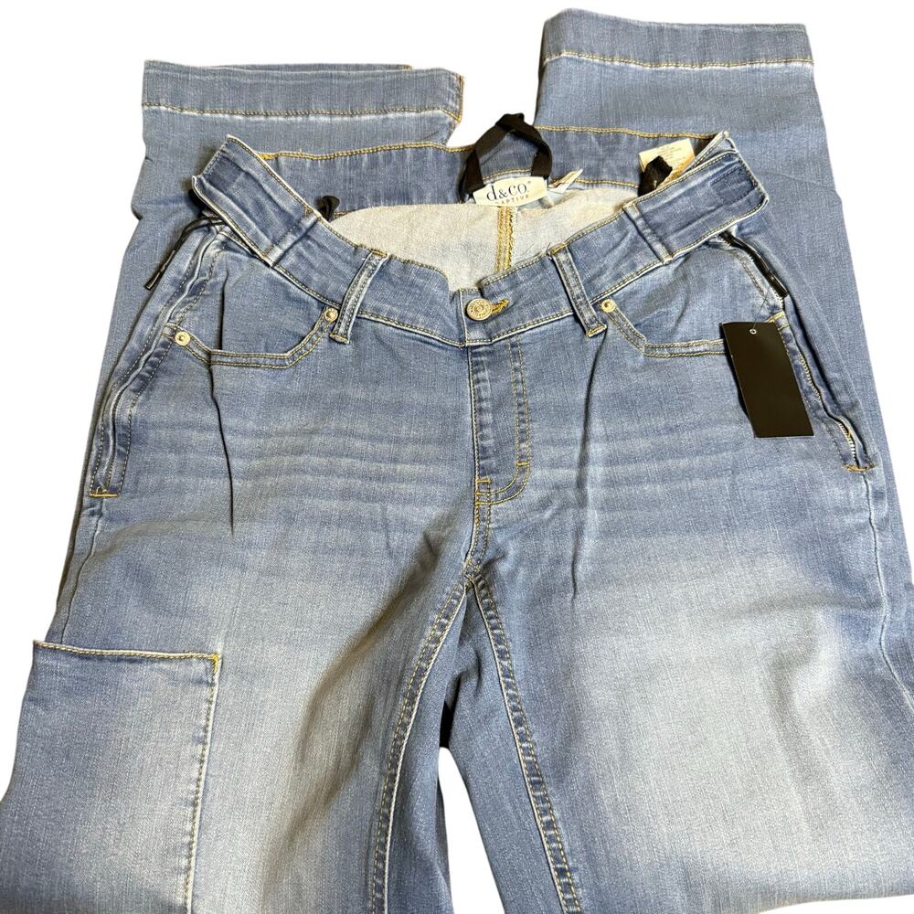 Denim & Co. Adaptive Cozy Slim Straight Cargo Jean Wheelchair Fit, Size 8, NWT - Picture 7 of 10